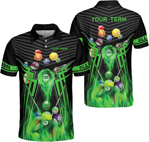 Custom Billiard Polo Shirts for Men Women Personalized Name Team 8 Ball Shirt Billiards Apparel Pool 3D Tshirts Gifts Players