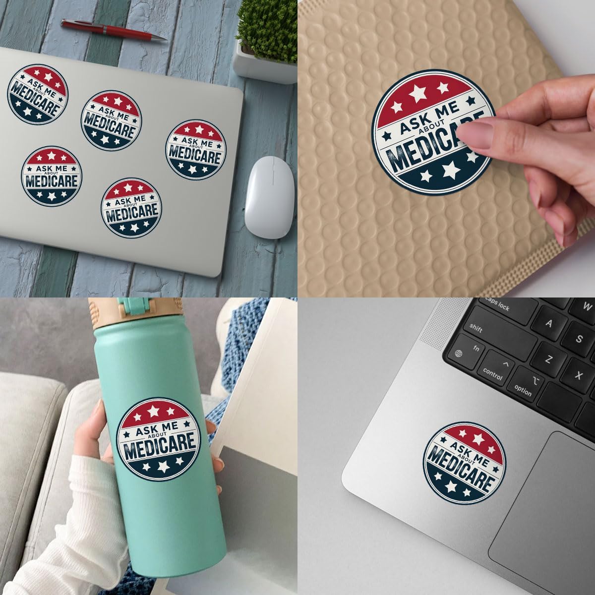 3 Pcs Ask Me About Medicare Sticker, Medicare Health Insurance Consultant Sticker, Mental Health Waterproof Die-Cut Vinyl Stickers 3 Inches for Water Bottle Laptop Phone Car Window Helmet Tumbler