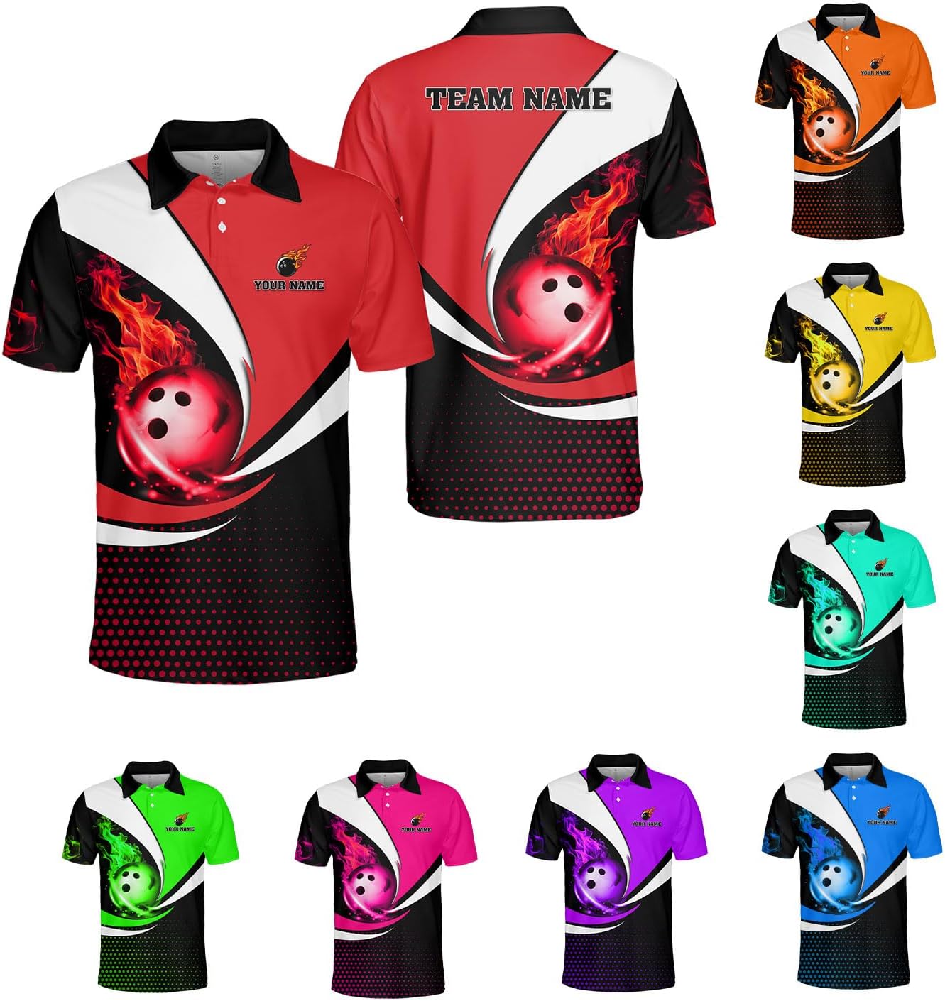 Mostprints Personalized Name Bowling Polo Shirts 3D for Men and Women, Bowling Shirt, Bowling Team