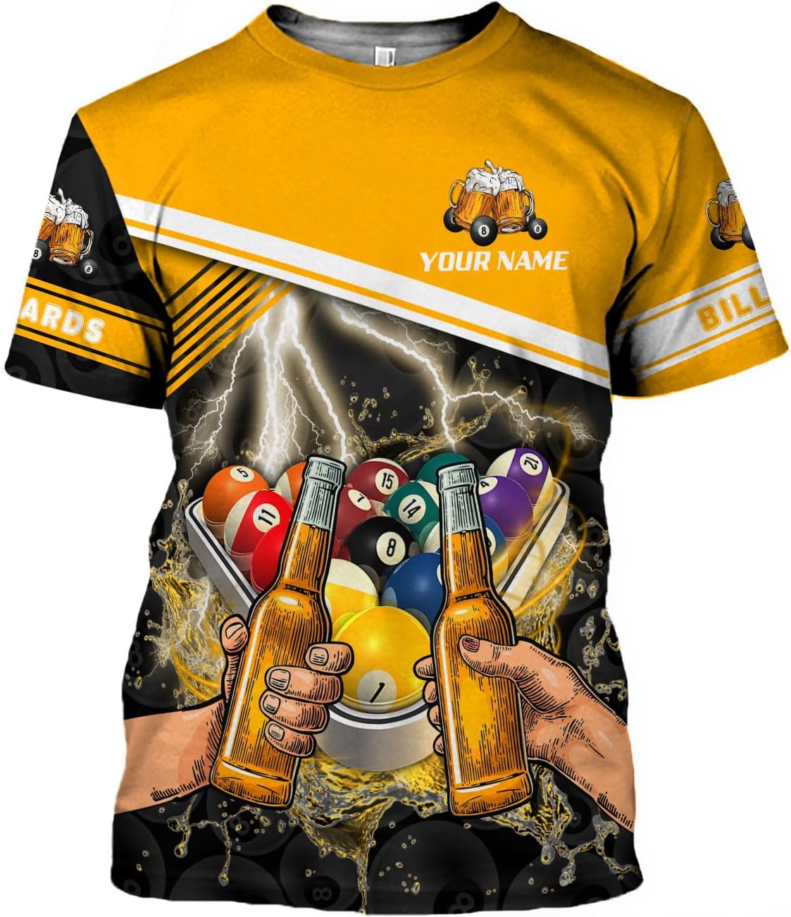 Parvii Personalized Billiards Shirt for Men, 8 Ball Pool Shirt, Billiards Gift