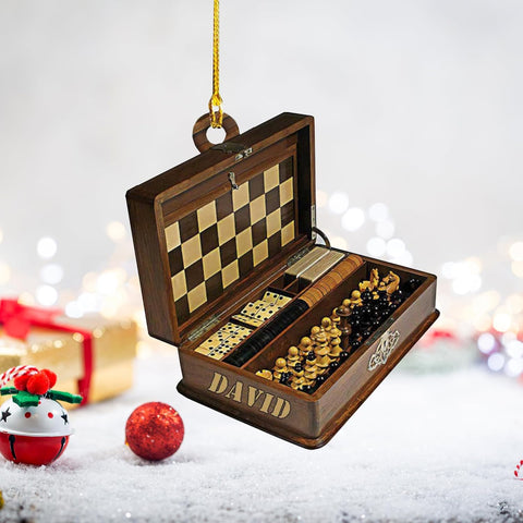 AOVL Personalized Chess Christmas Ornament Custom Chess Lover Ornament Chess Board Gift King and Queen Chess Ornament for Chess Fan Chess Christmas Tree Ornament Xmas 2023 (Chess 3)