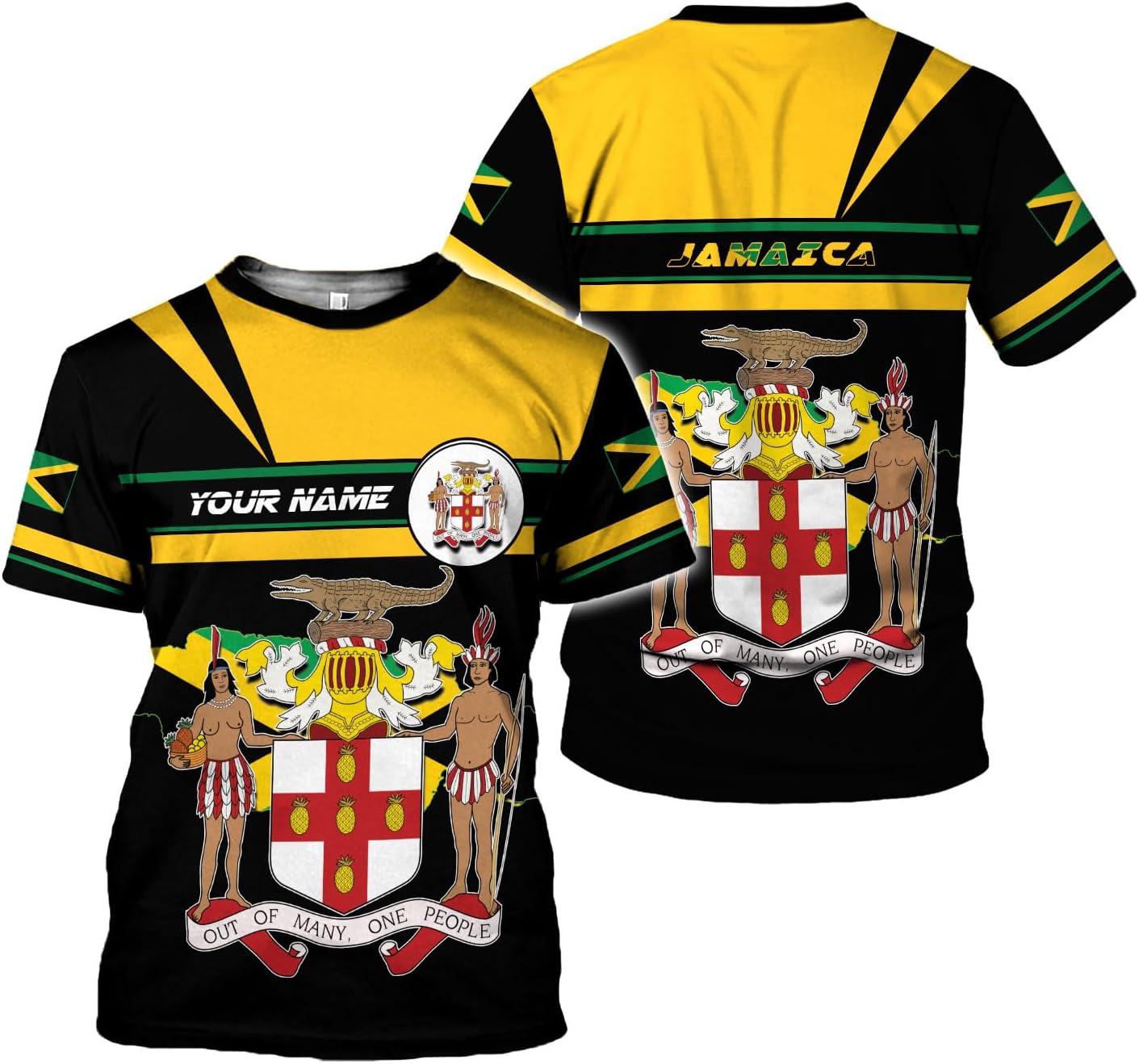 Ligthuy Personalized Jamaica Shirt 3D, Custom Jamaica Flag Lion Shirt for Men and Women, Jamaican Pride T-Shirt Unisex