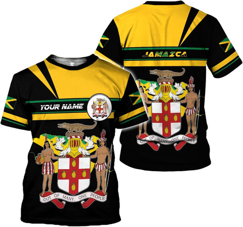 Ligthuy Personalized Jamaica Shirt 3D, Custom Jamaica Flag Lion Shirt for Men and Women, Jamaican Pride T-Shirt Unisex