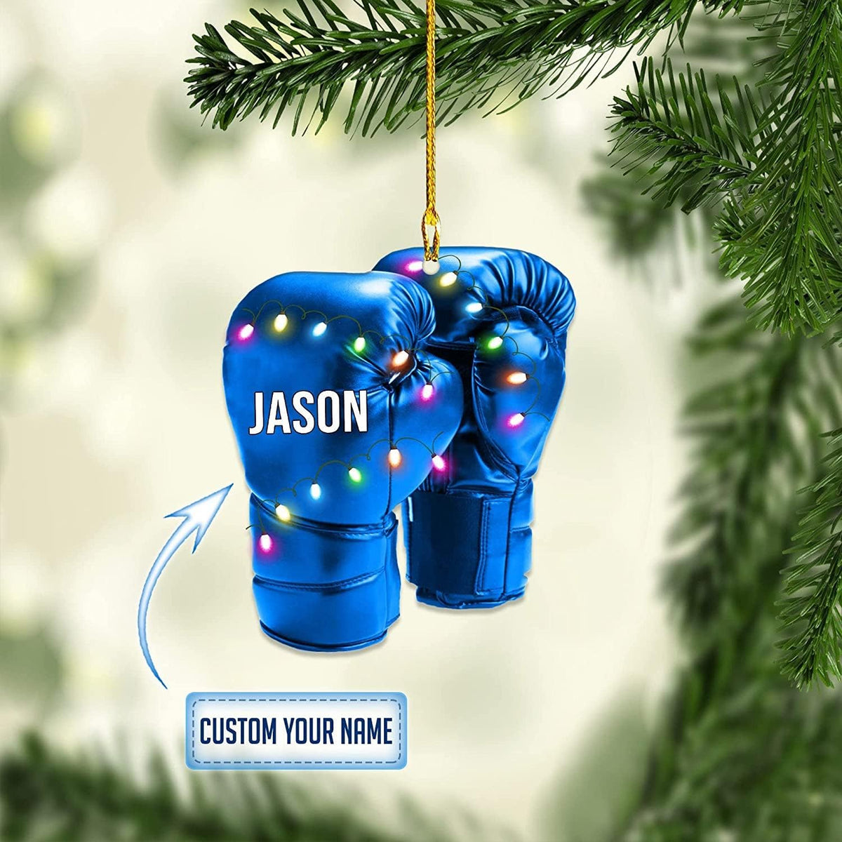 Personalized Boxing Ornament, Boxing Gloves Christmas Light Ornament, Custom Boxing Ornament, Kick Boxing Ornament, Gift for Boxing Lovers, Boxer Ornament Gift for Boxing Lovers (Boxing 1)