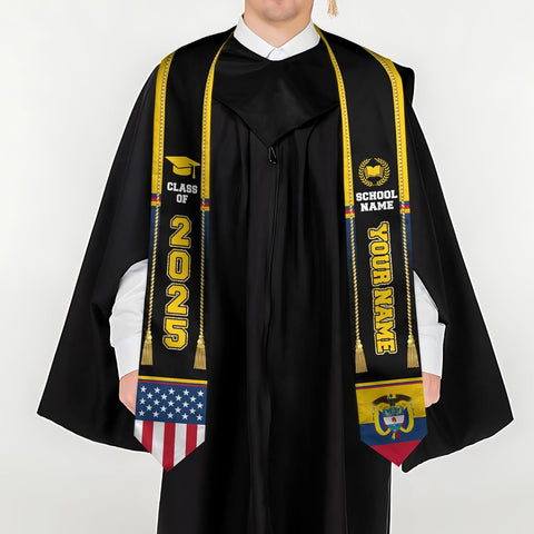 Pretyprints Colombians Graduation Sash, Custom Colombians American Flag Graduation Sash 2025, Colombia Graduation Stole