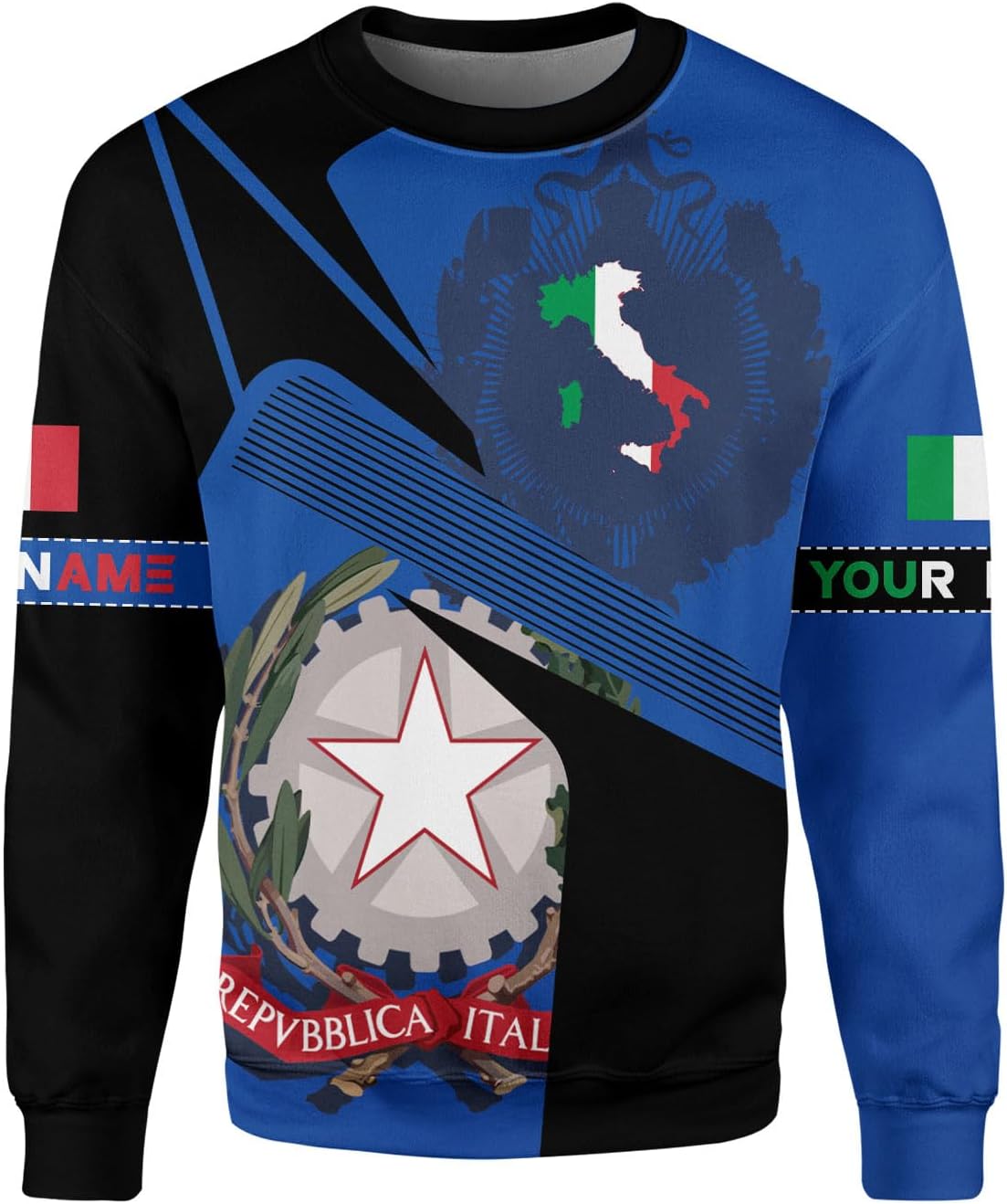 Ligthuy Personalized Name Italy Shirt 3D, Custom Italian Shirt Flag for Men and Women, Italia Shirt Soccer Unisex Size