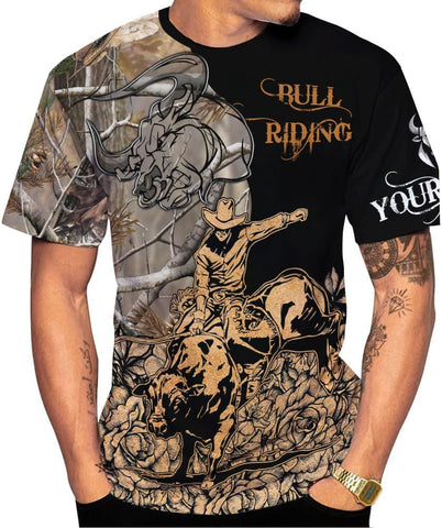 Rivelus Personalized Name Bull Riding Shirt 3D, Rodeo Shirts Bull Biding Shirts for Men and Women, Bull Rider Shirt Gift