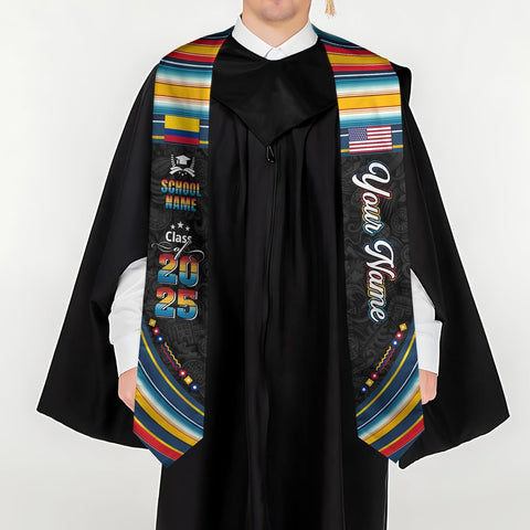 Pretyprints Colombians Graduation Sash, Custom Colombians American Flag Graduation Sash 2025, Colombia Graduation Stole