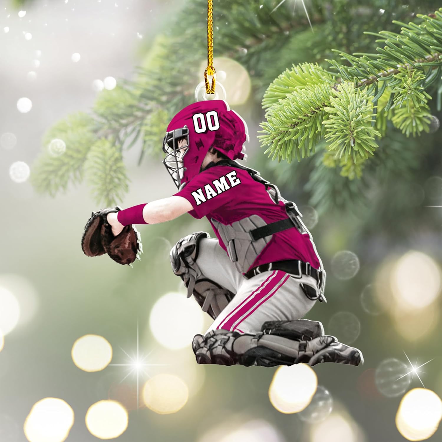 Artparel Personalized Baseball Ornament Christmas Tree Decoration Custom Baseball Christmas Ornament 2D Shape Flat Baseball Lover Gifts Beginner Baseball Players Ornament Gift (BB54)