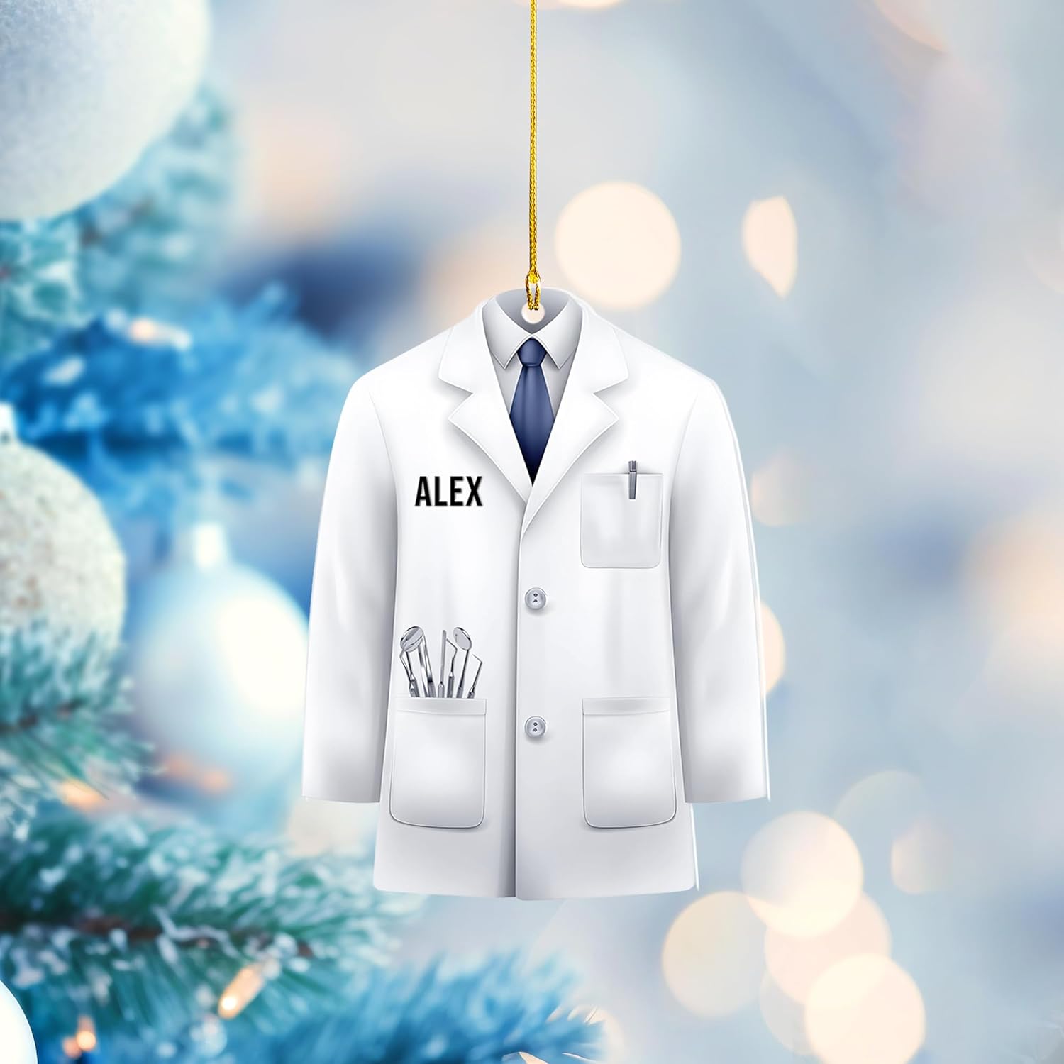 Personalized Dentist Christmas Ornament, Santa's Favorite Dentist Ornament, Doctor or Dental Hygienist Assistant Keepsake Gift, Teeth Ornament (Acrylic, Style 1)