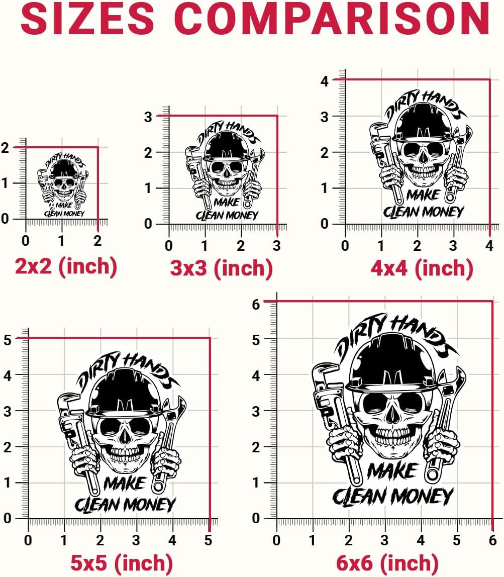 (3PCs) Dirty Hands Make Clean Money Skull Mechanic Sticker, Hard Hat Sticker, Mechanic Life Vinyl Decal Electrician Lineman Tool Box Sticker - Stickers for Laptop Water Bottle Phone Car Helmet 3"