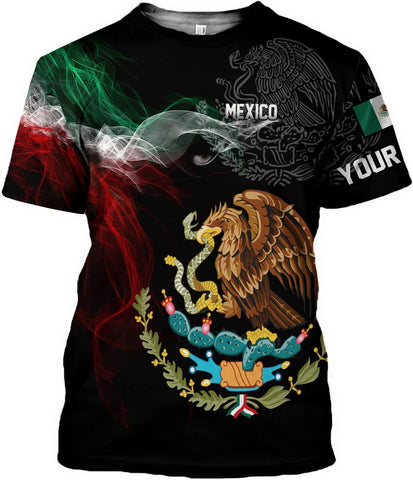 Mostprints Personalized Name Mexican Shirts 3D Customized Mexico Shirt US Flag, Mexican Shirts for women Unisex