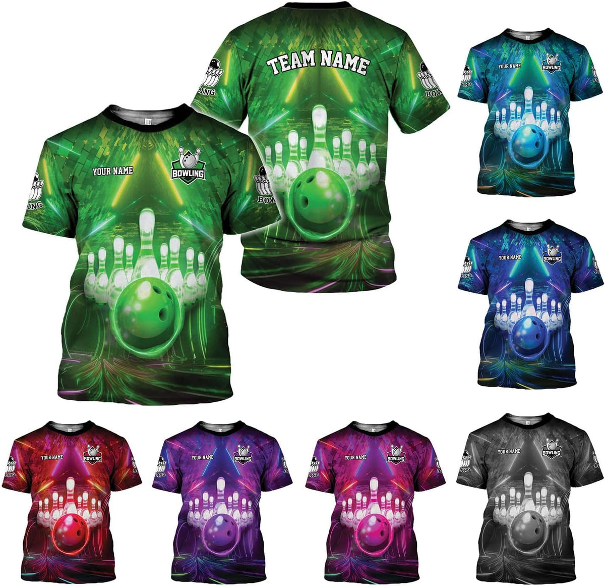 Rivelus Personalized Name Bowling Shirts for Men and Women 3D, Bowling Shirts for Team Bowling, Bowling Shirts Gift 4