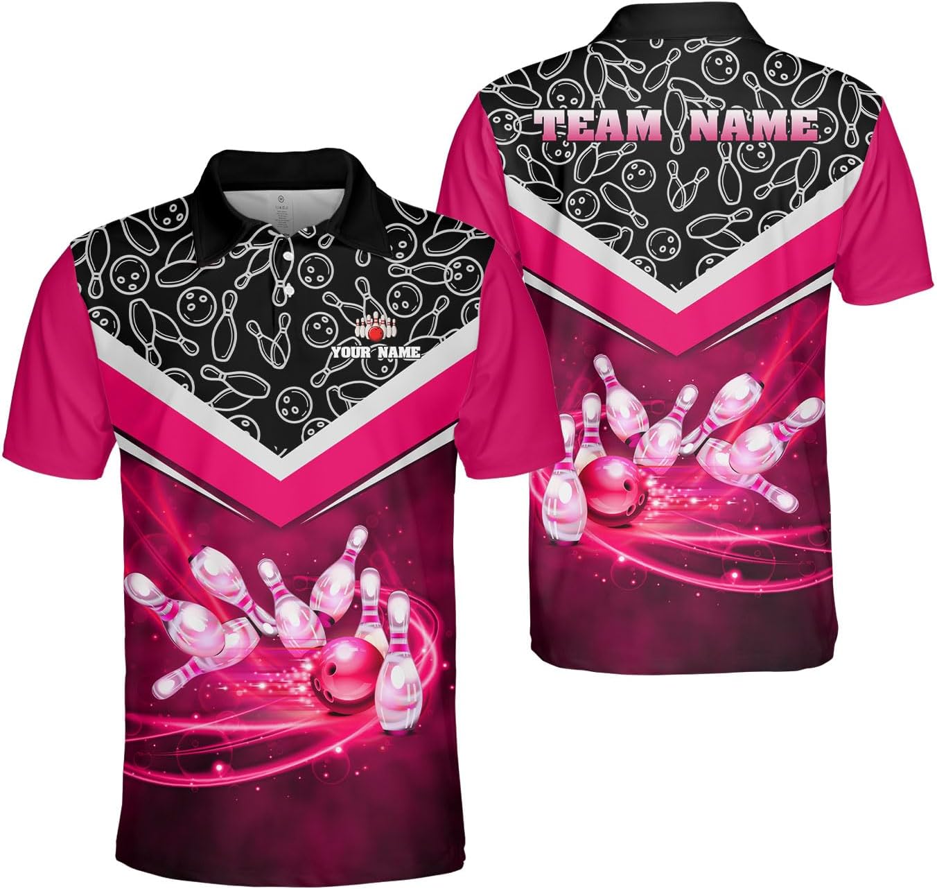 Ligthuy Personalized Name Bowling Polo Shirts 3D for Men and Women, Bowling Shirt, Bowling Team