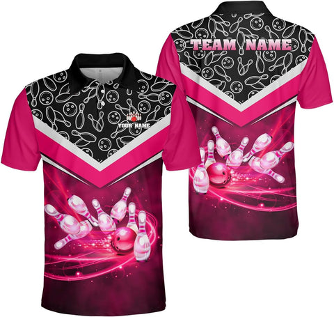 Ligthuy Personalized Name Bowling Polo Shirts 3D for Men and Women, Bowling Shirt, Bowling Team
