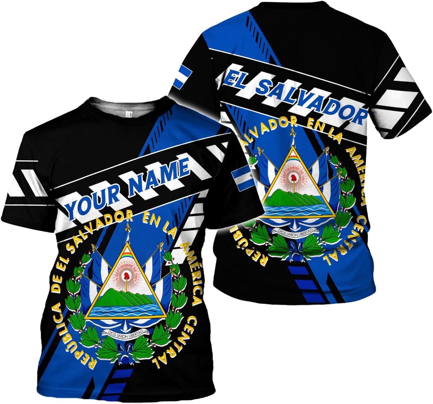 Ligthuy Personalized Name El Salvador Shirt 3D, El Salvador Flag Shirt for Men Women, Unisex T-Shirts S-5XL