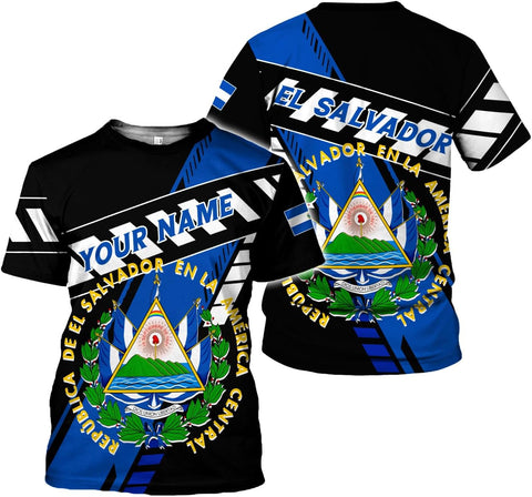 Ligthuy Personalized Name El Salvador Shirt 3D, El Salvador Flag Shirt for Men Women, Unisex T-Shirts S-5XL