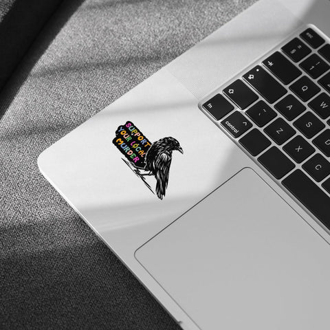 3 Pcs Support Your Local Murder Crow Sticker, Halloween Raven Stickers and Decals, Murder of Crows - Vinyl Sticker 3 Inches for Water Bottles Laptop Phone Car Ski Helmet