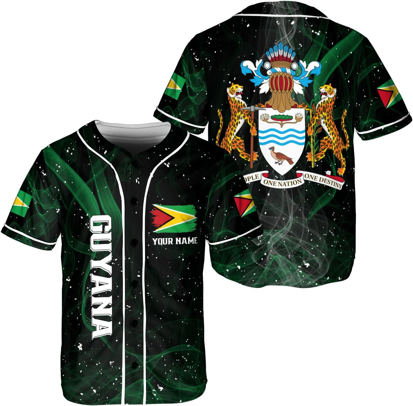 Leeprints Personalized Guyana Baseball Jersey Shirt, GuyaneseFlag Jersey, Guyana Guyanese Pride Jersey for Men and Women