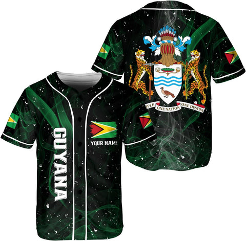 Leeprints Personalized Guyana Baseball Jersey Shirt, GuyaneseFlag Jersey, Guyana Guyanese Pride Jersey for Men and Women