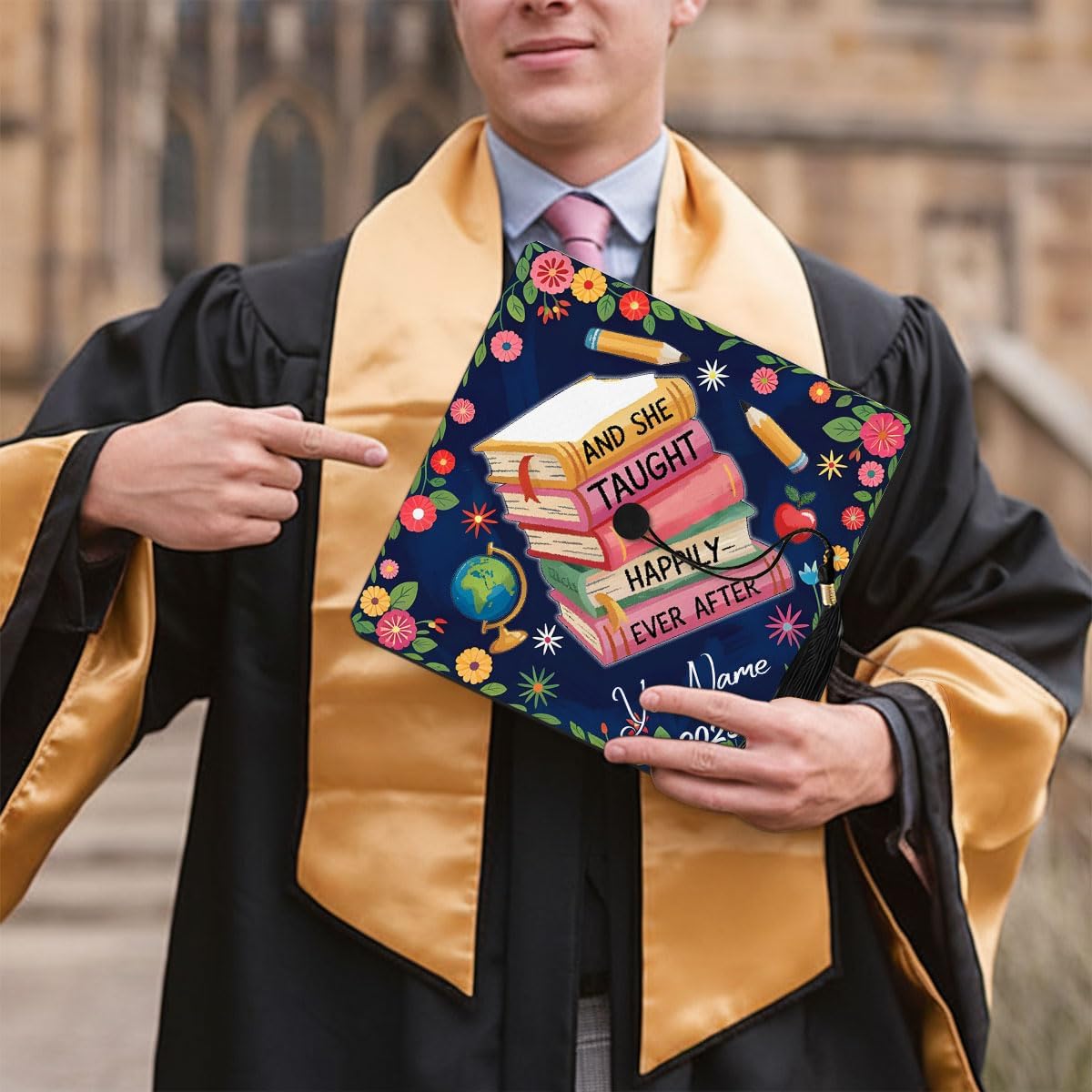 Pretyprints Personalized Teacher Graduation Cap Topper Teacher Gift Class Of 2025 Graduation Cap Decoration Topper