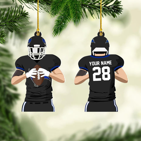 Artparel Personalized Football Ornament Customized Football Christmas Ornaments Football Ornament Christmas Hanging Décor Gift for Football Fans Football Gifts Gift for Football Player (FB 12)