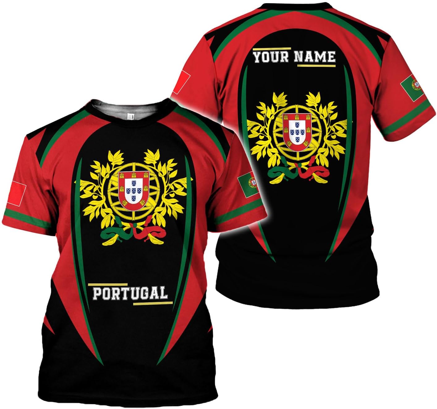 MoonArt Personalized Portugal Shirt Custom Portuguese Flag Lion Hoodie for Men and Women, Portuguese Pride