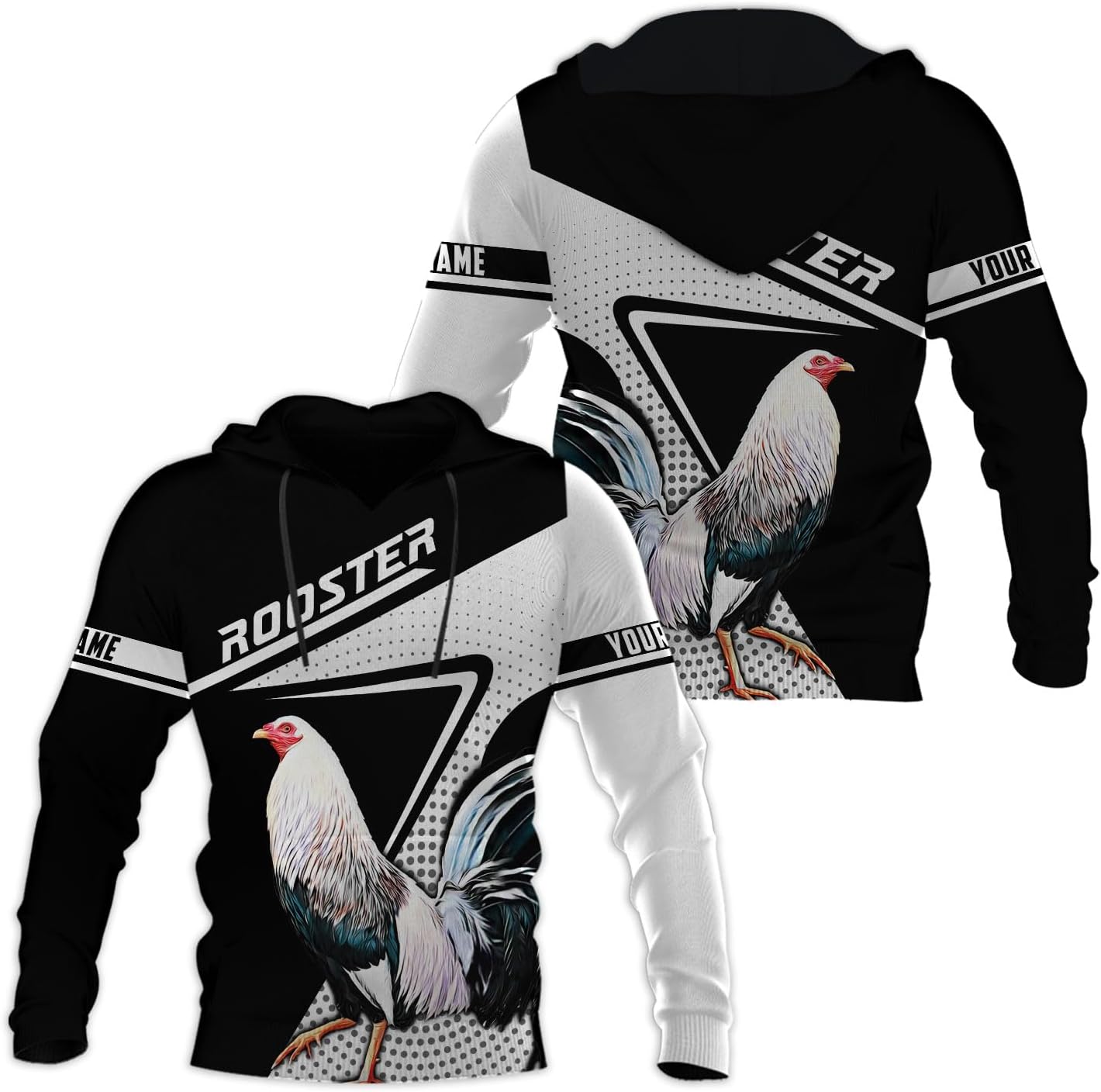 Mostefy Personalized Name Rooster Hoodie 3D, Gallos De Pelea, Chicken Sweatshirt, Chicken Hoodie for Men and Women S-5XL