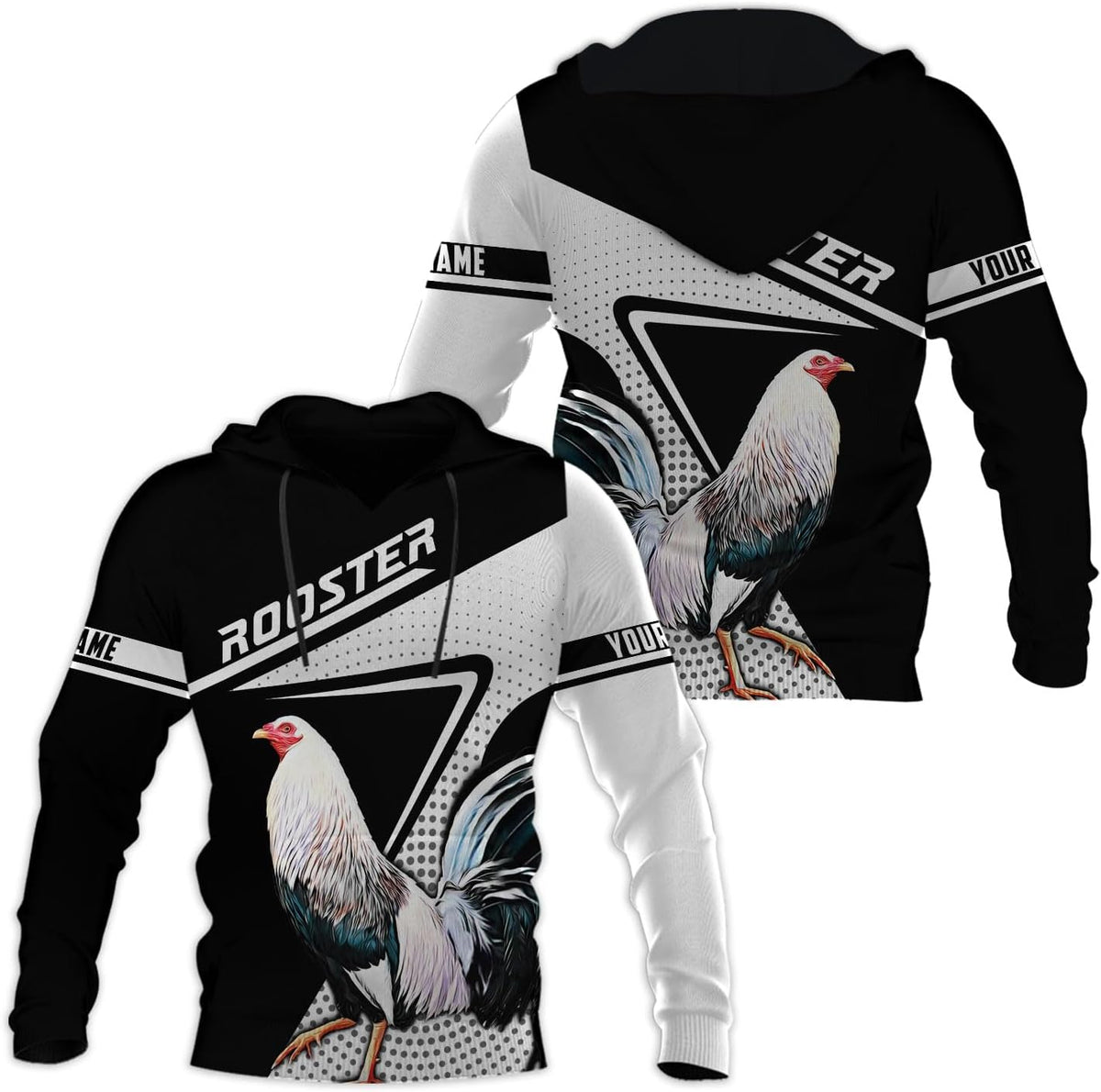 Mostefy Personalized Name Rooster Hoodie 3D, Gallos De Pelea, Chicken Sweatshirt, Chicken Hoodie for Men and Women S-5XL