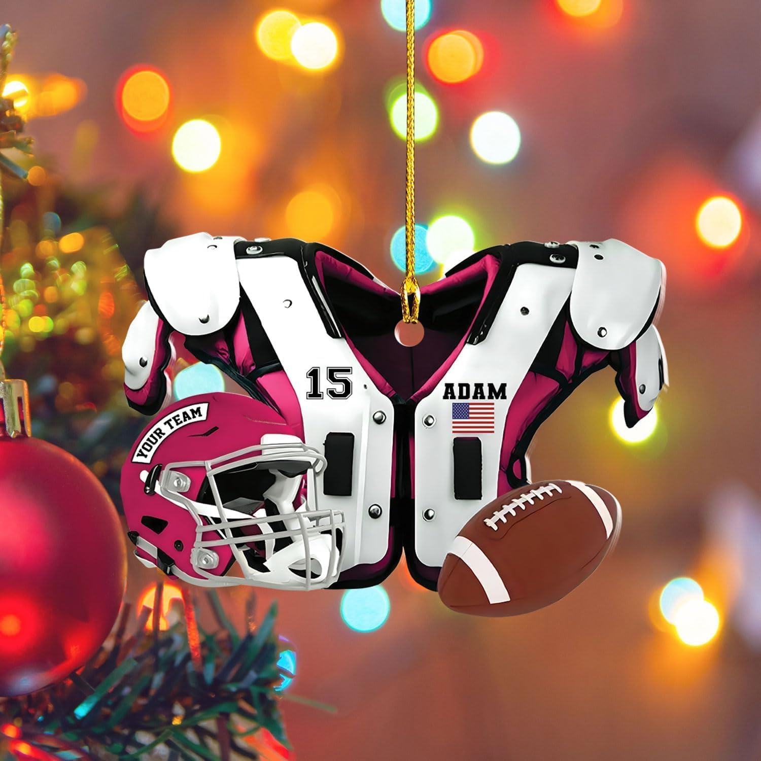 Personalized Football Ornaments 2024, Custom Football Ornament for Tree, Football Christmas Ornaments Football Ornaments for Tree Football Helmet Ornament Football Pad Gift for Football Player (FN1)
