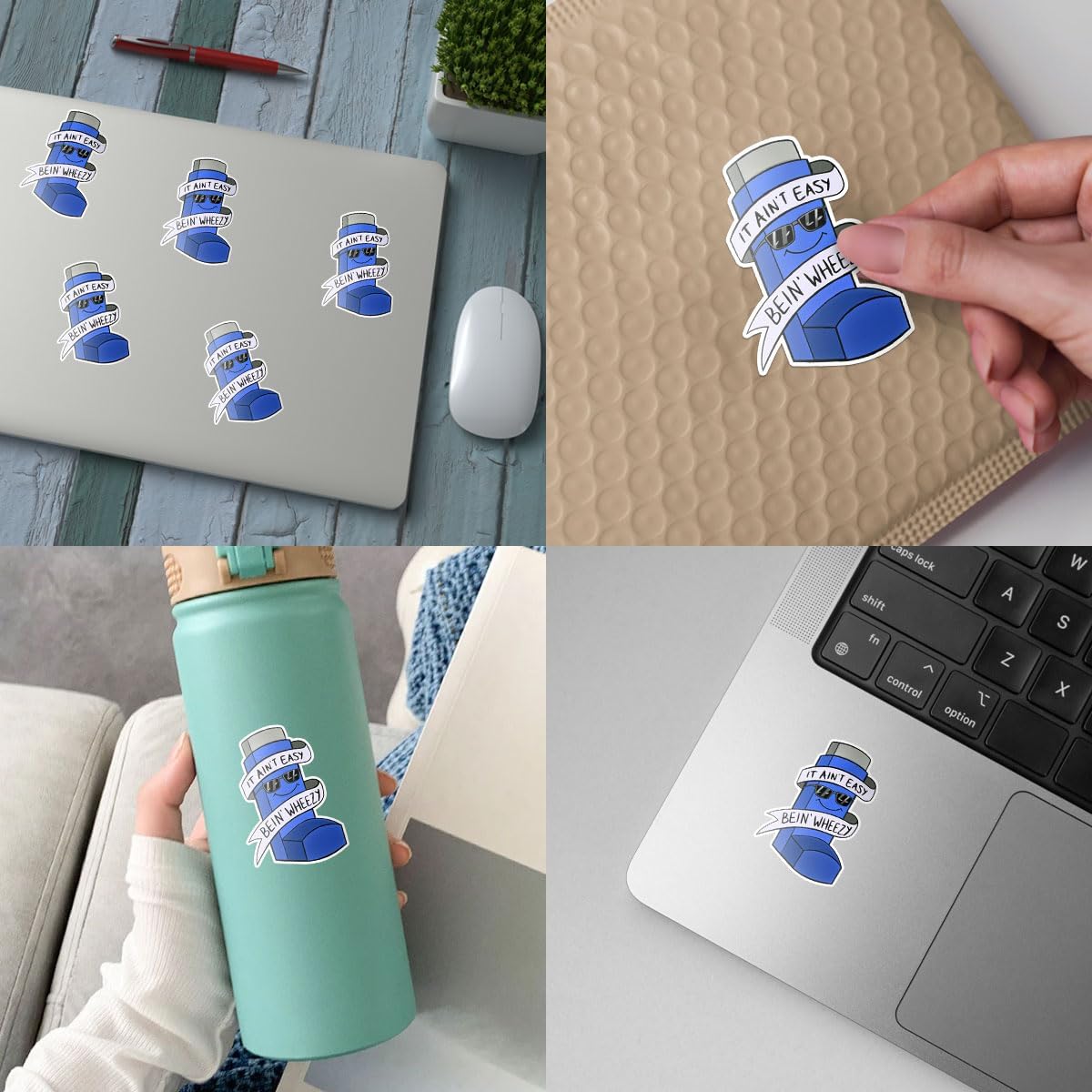 3 Pcs It Ain't Easy Being' Wheezy Sticker Funny Inhaler Allergy it Ain't Easy Being Wheezy Inhaler Holder Stickers it Aint Easy Being Wheezy Stickers for Laptop watter Bottle Phone Helmet Gifts 3"