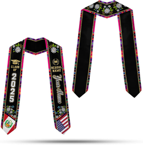 Pretyprints Peruvians Graduation Sash, Peru Graduation Stole Custom Personalized Peruvians American Flag Graduation Sash 2025