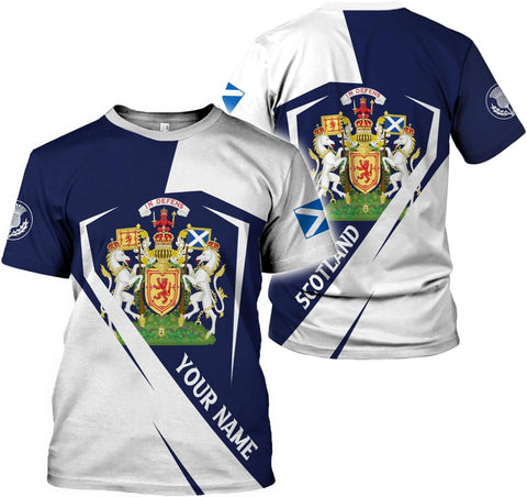 Custom Scotland Shirts for Men Scottish Rampant Lion Scotland Coat of Arms Banner T-Shirt Lion Scottish Pride Gift Shirts 3D