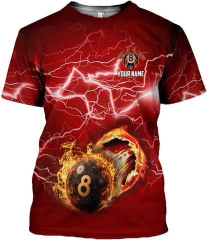 Personalized Billiard Shirts 3D Billiard Shirt Custom Billiard Flag Shirt Men's Pool Billiards Shirt 8 Ball Men Women