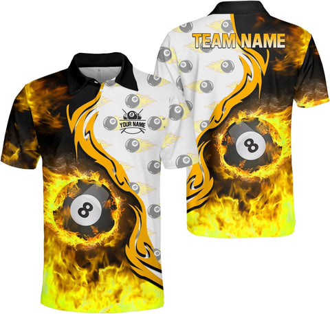 Ligthuy Personalized Billiard Polo 3D, 8 Ball Shirt, Billiards Shirts for Men, Billiard Gifts for Men and Women S-5XL