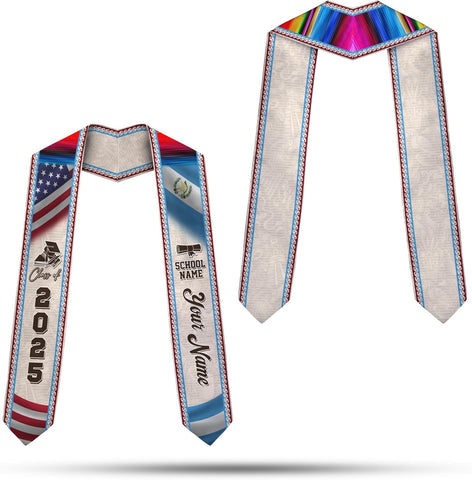 Pretyprints Custom Guatemalan Graduation Sash Custom Guatemalan American Flag Graduation Sash 2025 Guatemala Graduation Stole