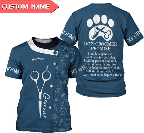 RoyalBro Personalized Dog Groomer Shirt Custom Dog Cat Grooming Stylish Shirts Groomers Tshirts Groomer Tshirt Men & Women (Style 1) Multicolor