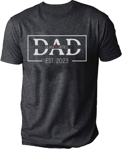 Personalized Grandpa Dad Papa Shirt Custom Kids Name Gift Fathers Day, Promoted to Dad Est 2023 Baby Daddy New Dad (TS34)