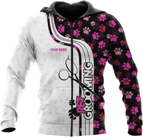 Rivelus Personalized Name Dog Groomer Shirt 3D, Funny Dog Groomer Apparel Shirts, Dog Groomer Gifts for Men and Women