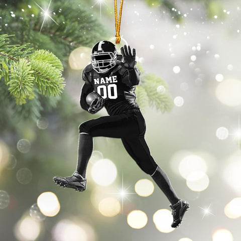 AOVL Personalized Football Ornament Customized Football Christmas Ornaments Football Ornament Christmas Hanging Décor Gift for Football Fans Football Gifts for Football (FB 9)