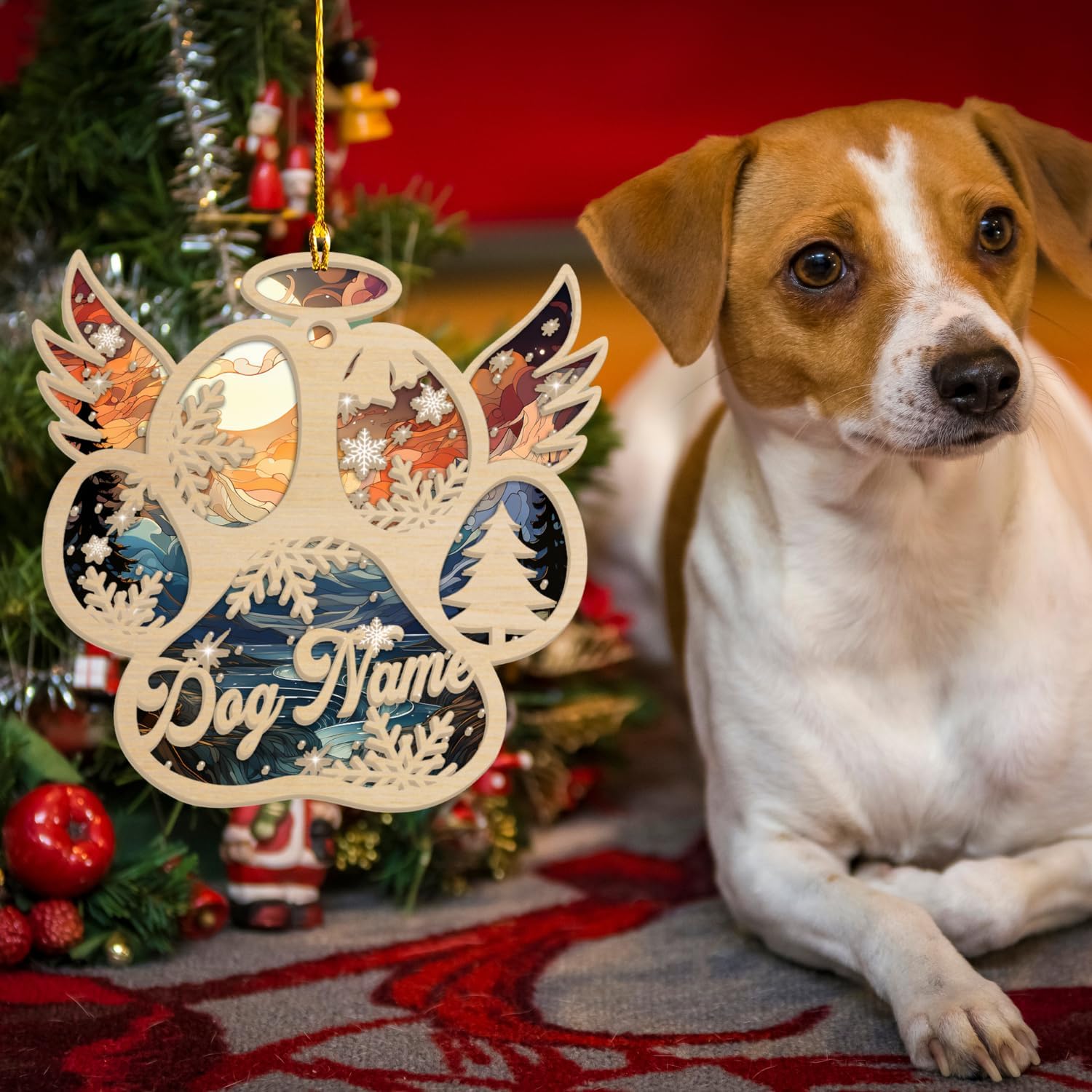 Personalized Suncatcher Wooden Dog Cat Paw Ornament Christmas 2024, Custom Dog Paw Suncatcher Wood Ornaments with Names, Pet Paw Wooden Dog Ornament, Pet Paw Christmas Ornament (PAW 8)