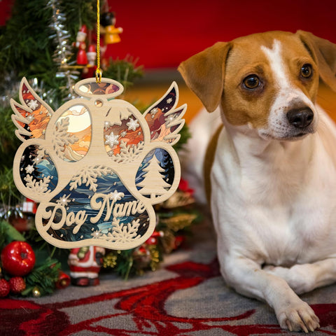 Personalized Suncatcher Wooden Dog Cat Paw Ornament Christmas 2024, Custom Dog Paw Suncatcher Wood Ornaments with Names, Pet Paw Wooden Dog Ornament, Pet Paw Christmas Ornament (PAW 8)