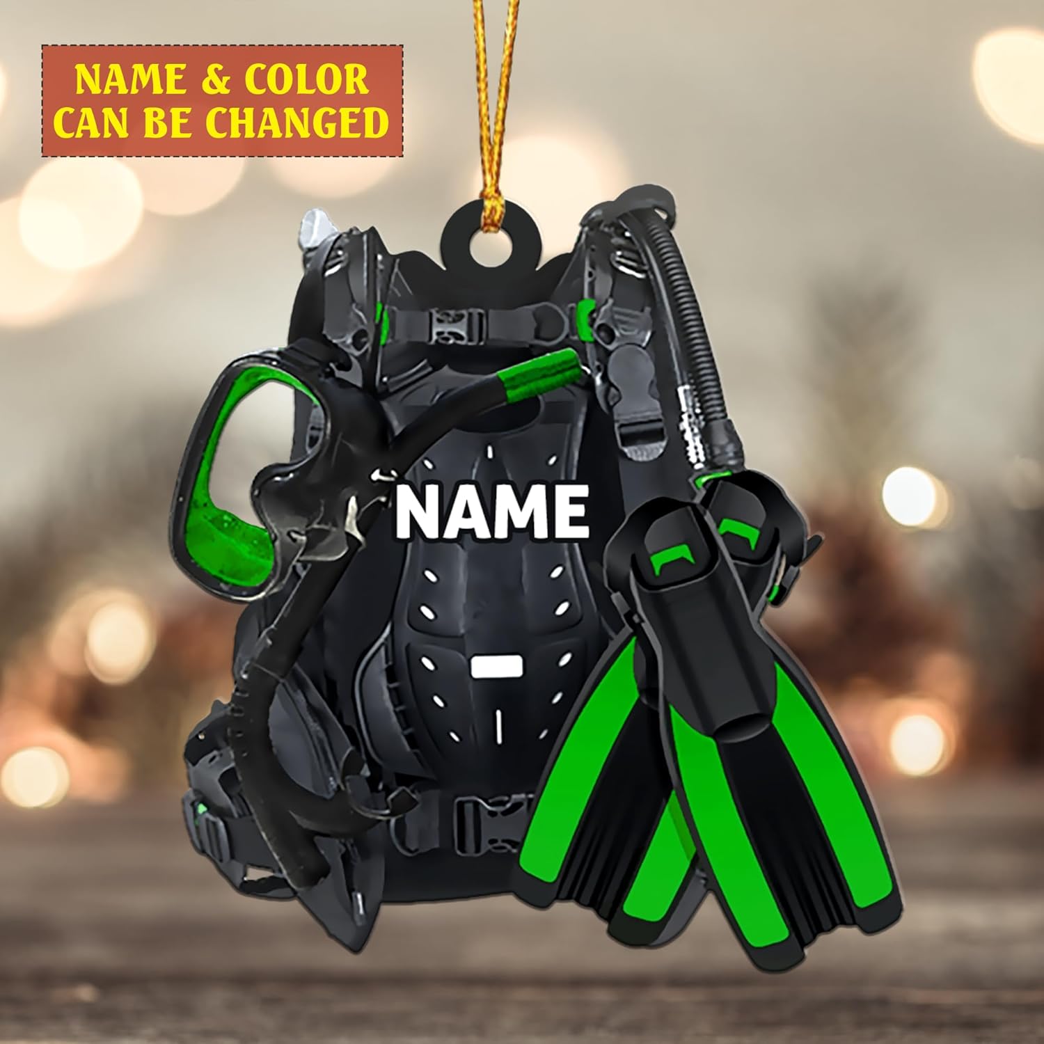 Royalbro Personalized Scuba Diving Ornament, Scuba Diver Ornament, Scuba Diver Christmas Ornament, Gift for Diver, Scuba Dive Gift, Diving Vest Custom Christmas Ornament (SD 3)