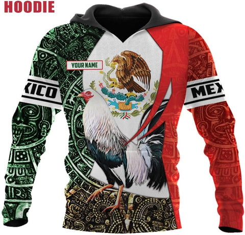 Personalized Name Rooster Mexican Hoodie 3D, Customized Mexican Hoodies for Men, Unisex Mexico Hoodie 3D, Mexico Hoodies for Men, Mexico Flag Gift, T Shirt, Zip Up Hoodie, Sweatshirt HD10