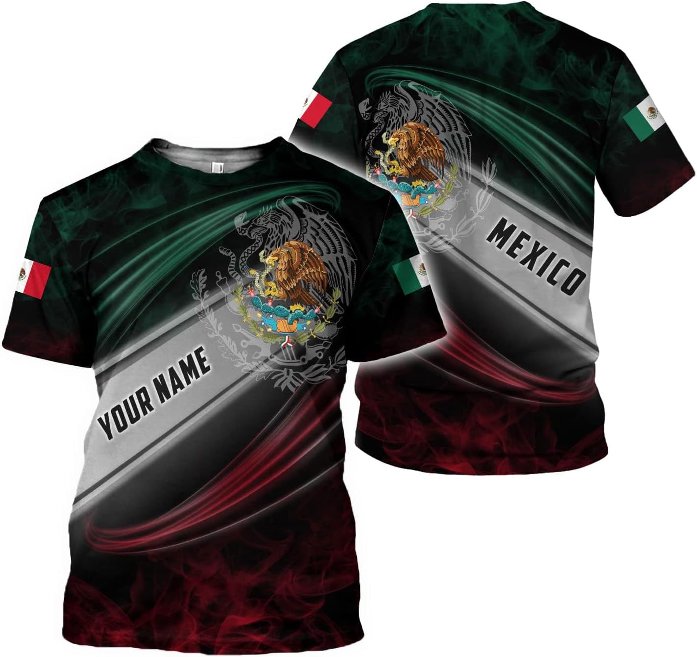 Mostprints Personalized Name Mexican Shirts 3D Customized Mexico Shirt US Flag, Mexican Shirts for women Unisex