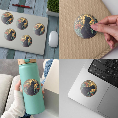 (3pcs) Black Cat Sticker, Cat Decal Sticker, Cat Lady, Kindle Sticker - Vinyl Stickers 3'' for Laptop Water Bottle Phone Car Window Helmet