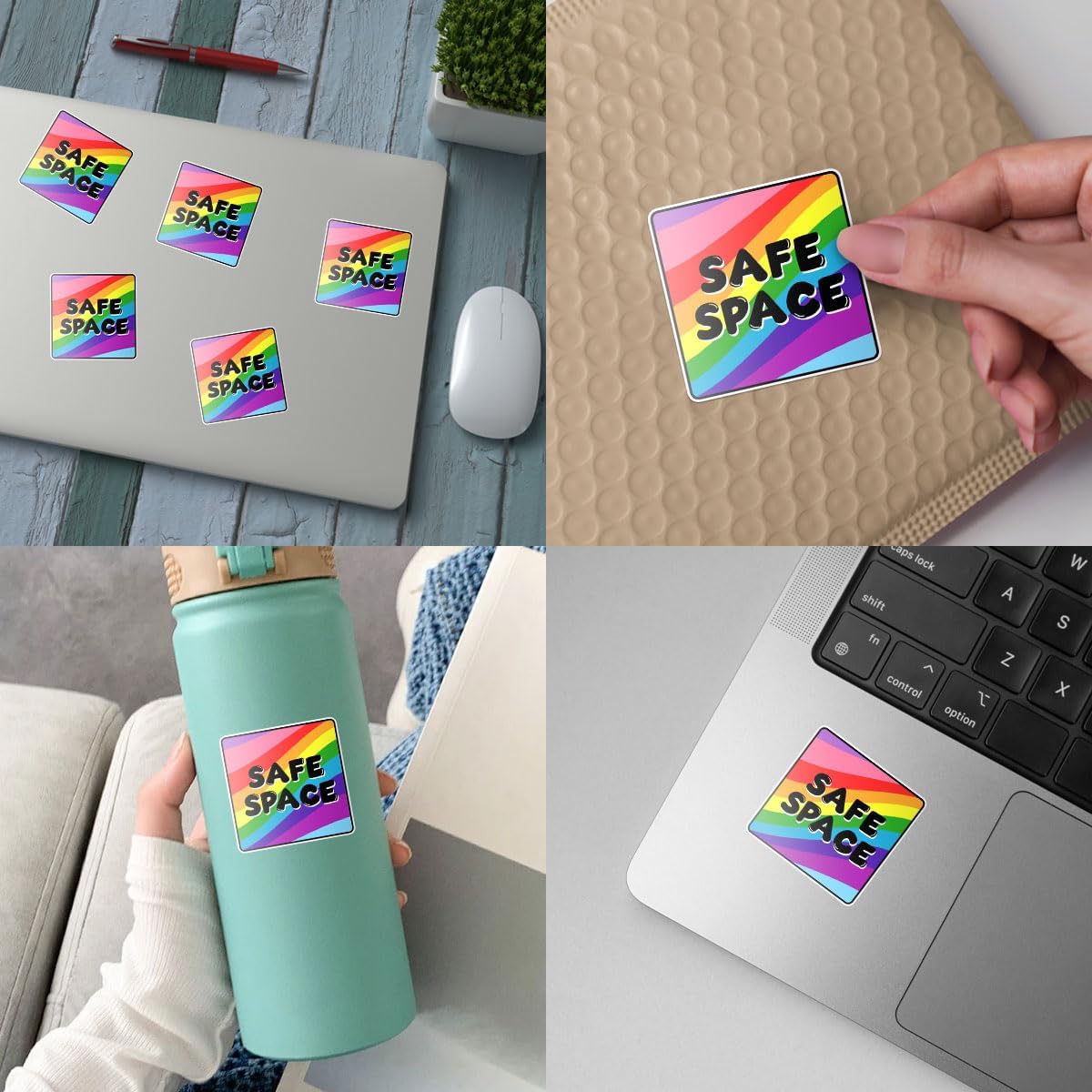 3 Pcs Safe Space Sticker, Intersectional This is A Safe Space Stickers, Safe Space LGBTQ+ Heart - Rainbow Decals for Laptop Phone Water Bottle Cars Phone Case Laptop 3"x3"