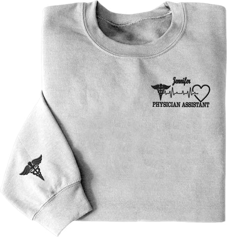 Intenprints Personalized Nurse Embroidered Sweatshirt for Women, Custom Registered Nurse Shirt, CNA Shirt, Nursing Sweatshirt