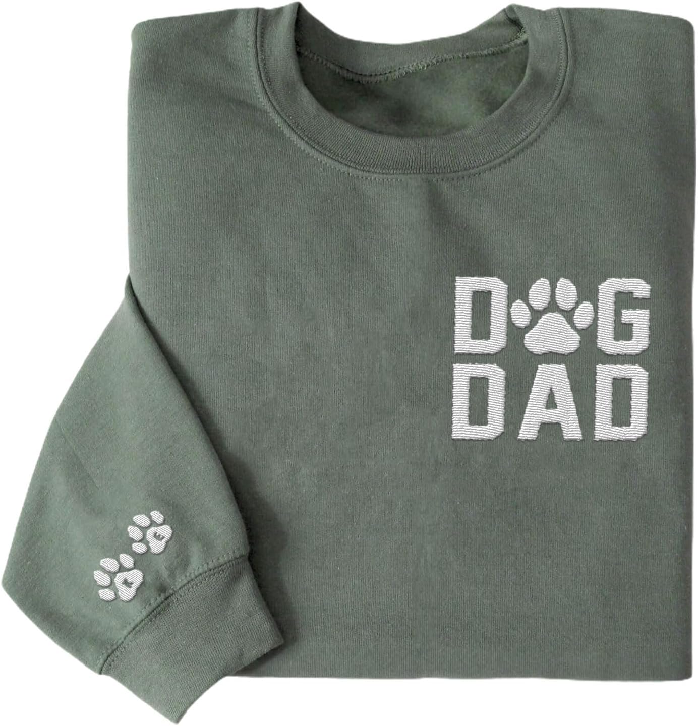 Personalized Embroidered Dog Dad Crewneck Sweatshirt, Custom Dog Dad Sweatshirt, Proud Dog Dad Shirts Gift for Men (Cotton + Polyester, SS4)
