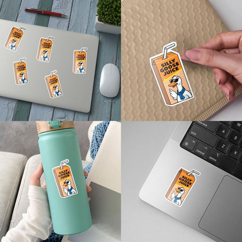 (3pcs) Silly Goose Juice Sticker, Goose Funny Sticker Die-Cut Waterproof Vinyl Sticker Laptop Water Bottle Window Phone Helmet